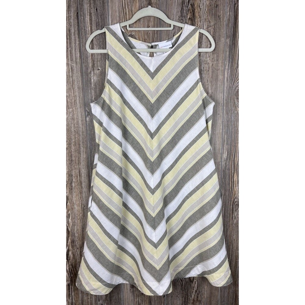 Liz Claiborne Sleeveless Linen Blend Dress Size‎ L Resort Night-Out Minimalist